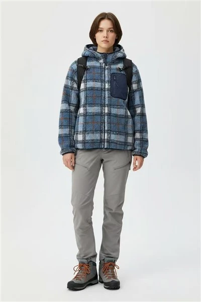Yarn‑Dyed Plaid Teddy Sherpa Hooded Full‑Zip Jacket high quality